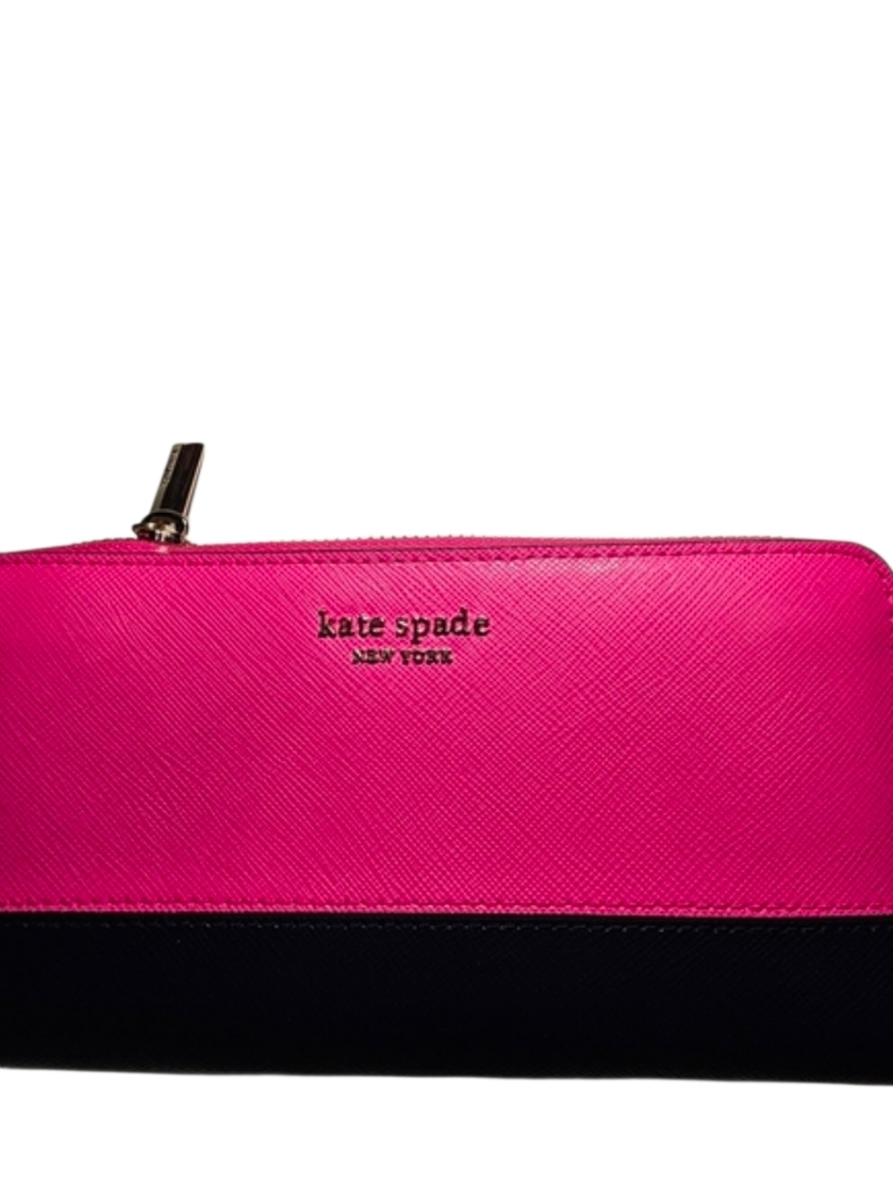 Kate Spade Spencer Lacey Continental Zip Around Wallet Magenta Navy Saffiano